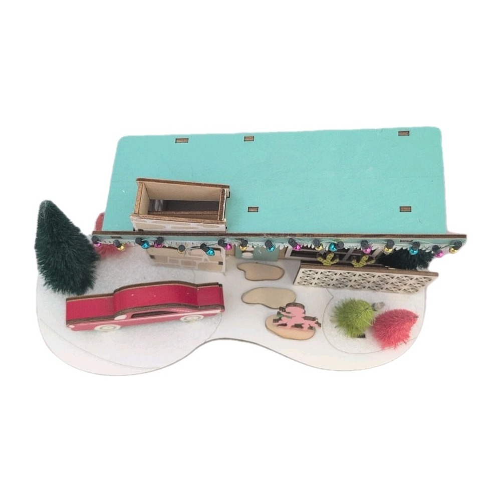 World Market Laser Cut Wood Mid Century Modern House LED Poodle Red Car 2021 - Picture 4 of 6